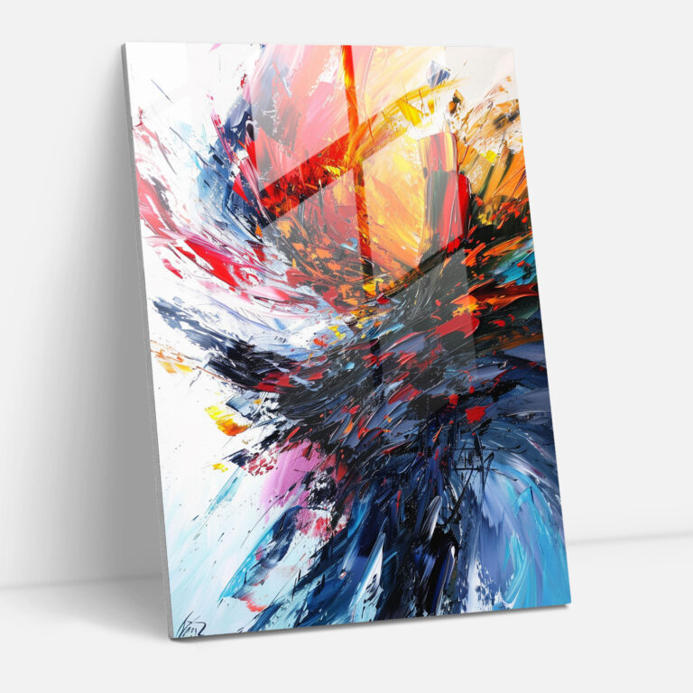 Energetic Action Painting Glass Art - Action Painting, Glass Art, Wall Decoration, Home Decoration
