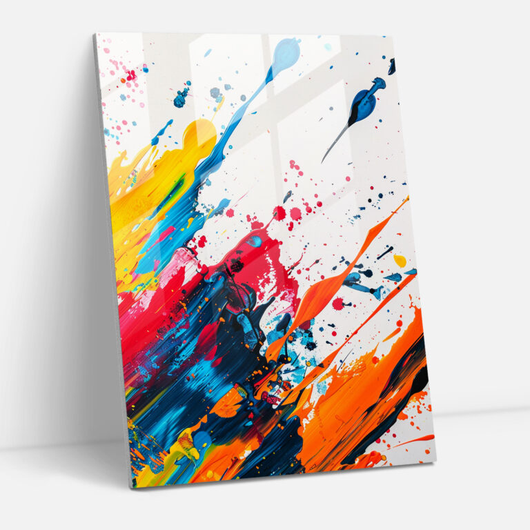 Colorful Splashes Action Painting Glass Print - Action Painting, Glass Print, Action Painting, Glass Art