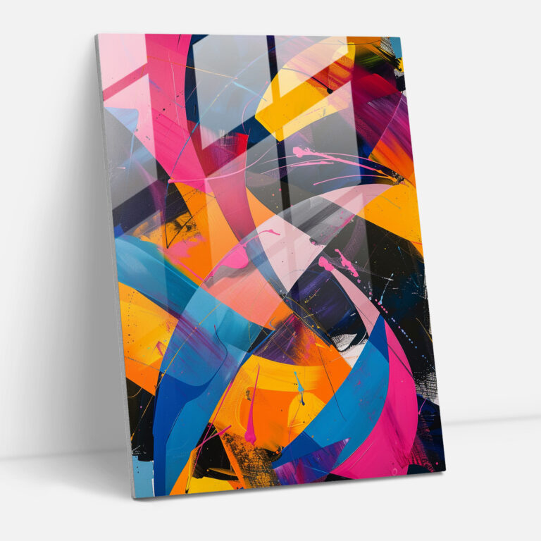 Geometric Action Painting Glass Print - Action Painting, Glass Print, Home Decoration, Modern Art