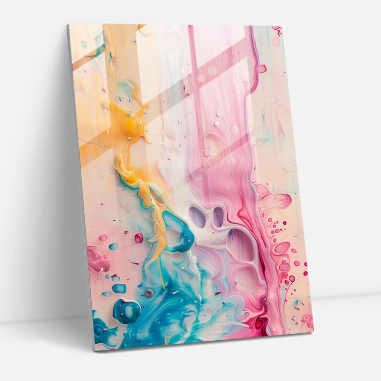 Pastel Swirls Action Painting Glass Wall Art - Action Painting, Home Decoration, Wall Decoration, Action Painting