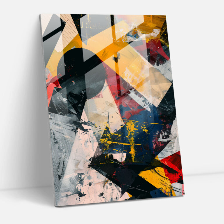 Abstract Collage Action Painting Glass Art - Action Painting, Home Decoration, Modern Art, Wall Decoration