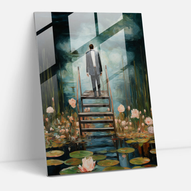 Rabbit Dressed Like Humans Glass Print - Animals Dressed Like Humans, Home Decoration, Modern Art, Rabbit