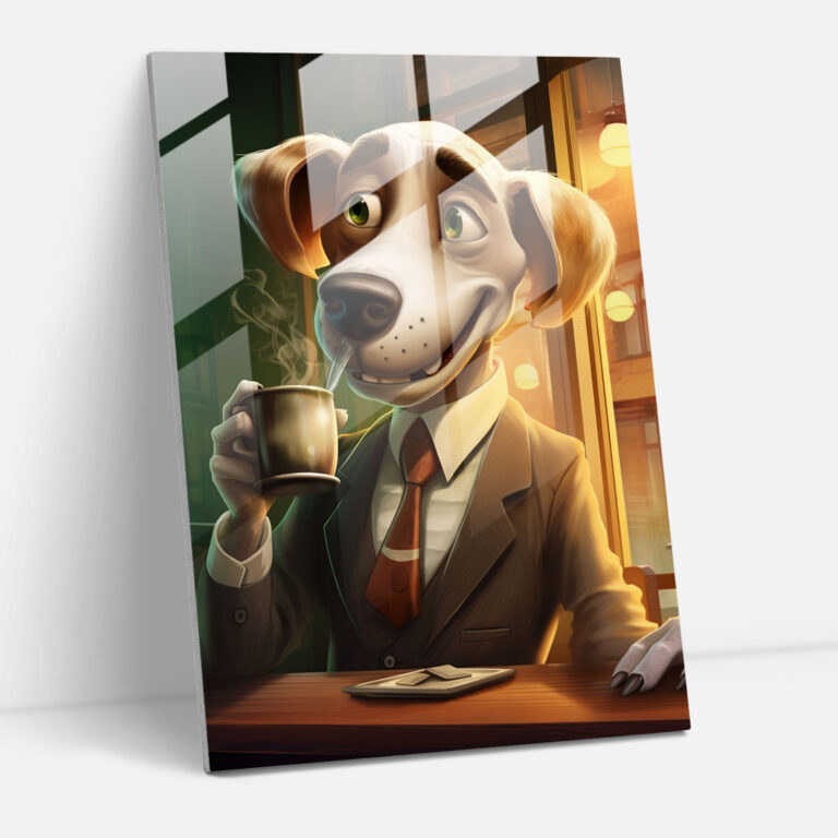 Animals Dressed Like Humans Glass Print - Animals Dressed Like Humans, Home Decoration, Wall Decoration, Coffee