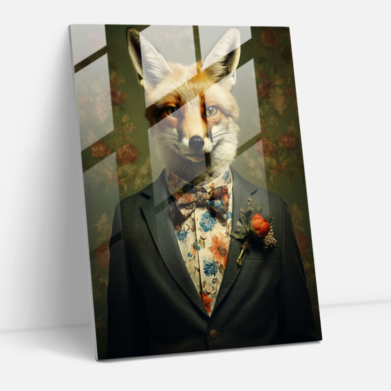 Retro Animals Glass Wall Art - Animals Dressed Like Humans, Glass Art, Glass Wall Art, Wall Decoration