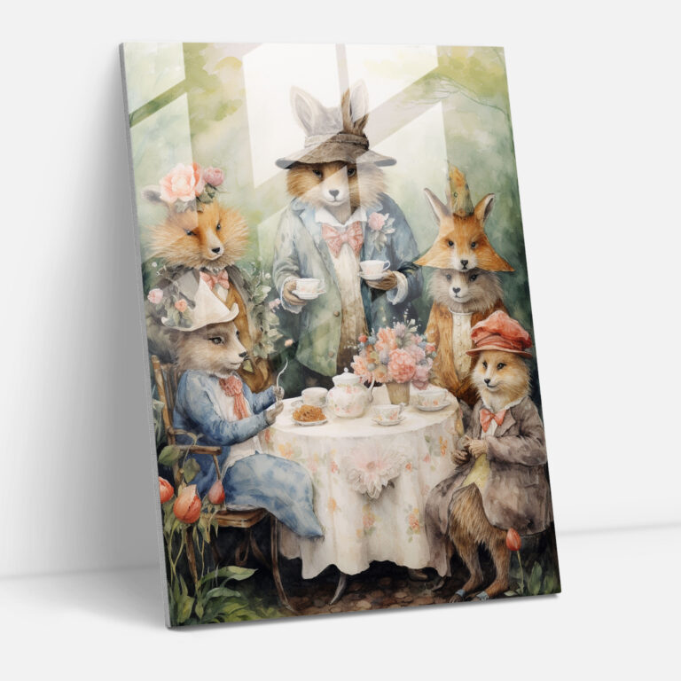 Animals Dressed Like Humans Glass Print - Animals Dressed Like Humans, Home Decoration, Wall Decoration, Modern Art