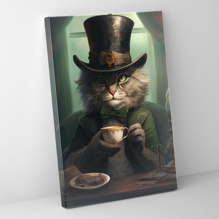 Animals Dressed Like Humans Wall Art - Animals Dressed Like Humans, Monocle, Cat In Top Hat, Canvas Print