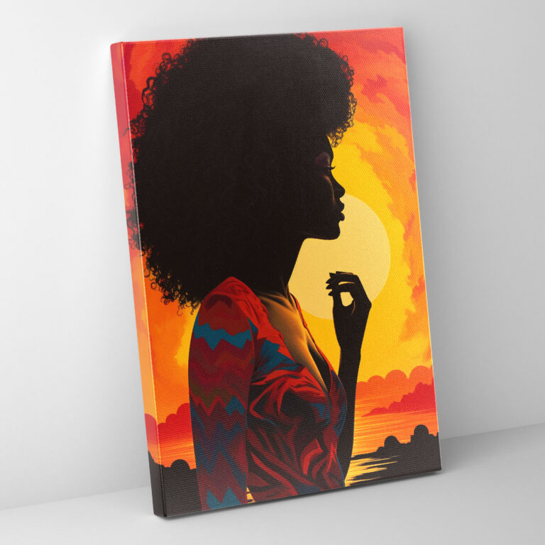 Afro Canvas Print - Afro, Afro Wall Decoration, Colorful Sunset, Afro Wall Art