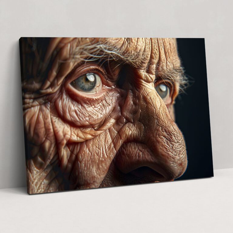 Detailed Wrinkles Canvas Print - Old Man Portrait Wall Art - Caravaggio, Wall Decoration, Caravaggio Style, Canvas Wall Art