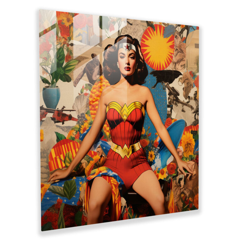 Amazon Women Glass Print - Amazon Women, Modern Art, Comic Book Elements, Home Decoration