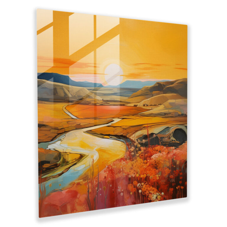 Anatolia Landscape Glass Print - Anatolia, Wall Decoration, Modern Art, Rolling Hills