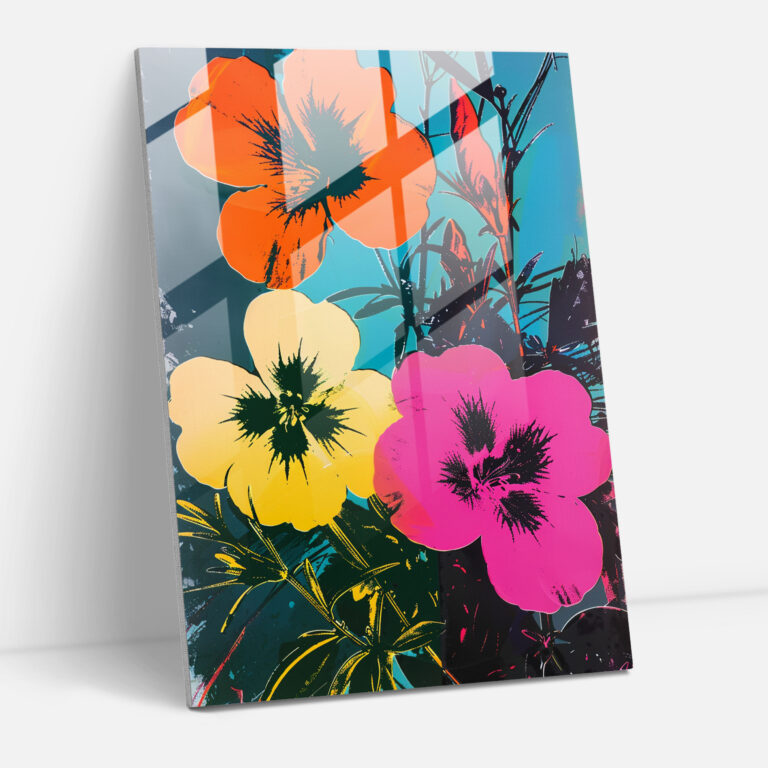 Andy Warhol Glass Art: Floral Blooms - Andy Warhol, Floral Art, Home Decoration, Vibrant Colors