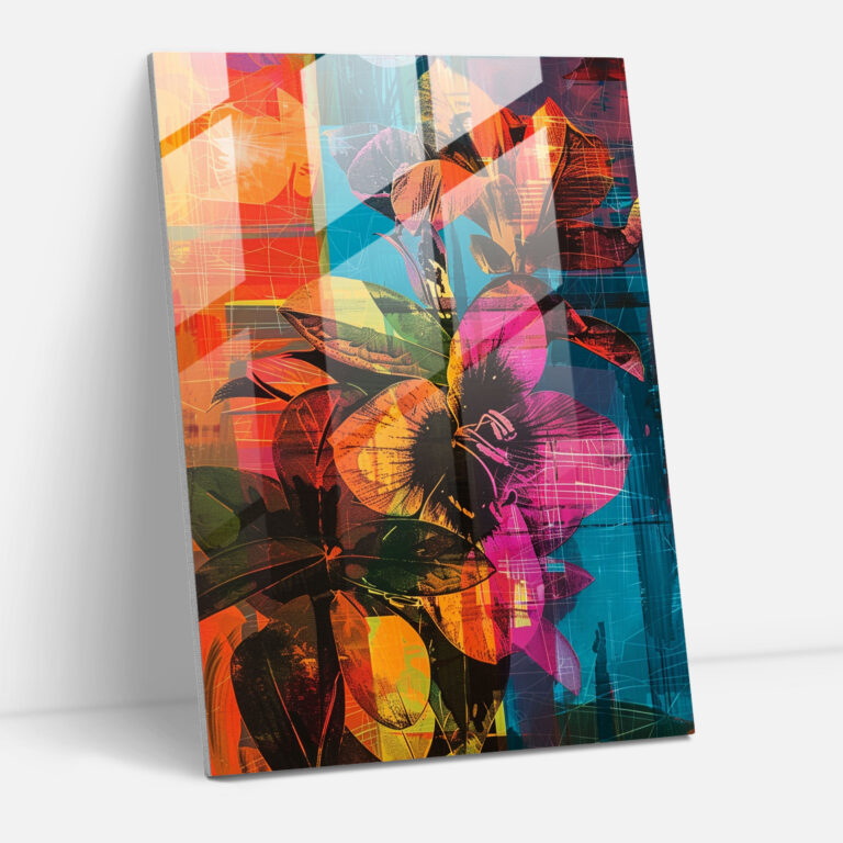 Andy Warhol Glass Wall Art Vibrant Flowers - Andy Warhol, Andy Warhol, Glass Wall Art, Wall Decoration