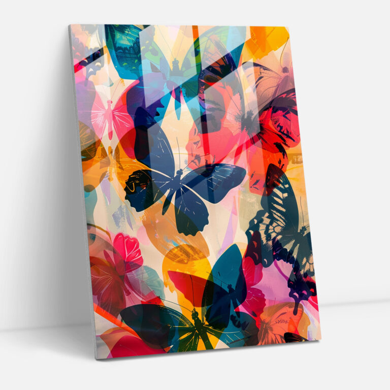 Andy Warhol Glass Wall Art: Colorful Butterflies - Andy Warhol, Modern Art, Glass Wall Art, Andy Warhol