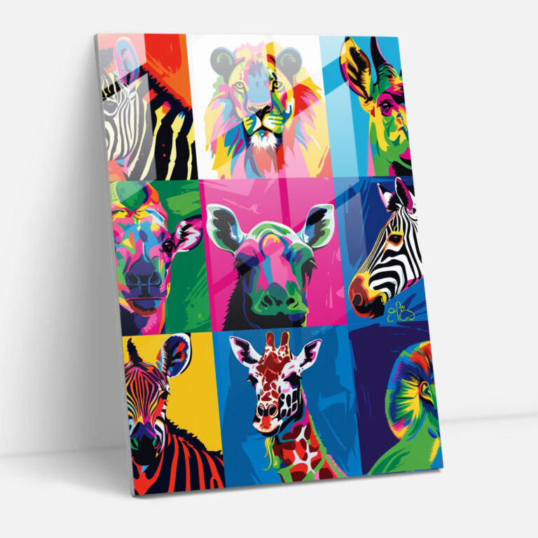 Andy Warhol Glass Print - Funky Animal Illustrations - Andy Warhol, Glass Print, Andy Warhol, Animal Illustrations