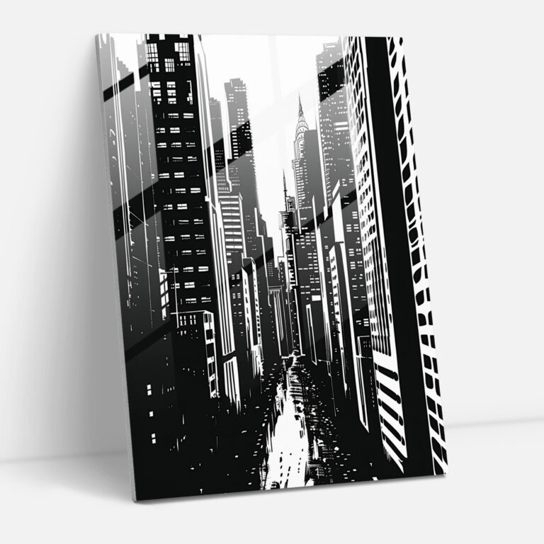 Andy Warhol Wall Decoration - Retro Black And White Cityscape - Andy Warhol, Andy Warhol, Modern Art, Glass Print