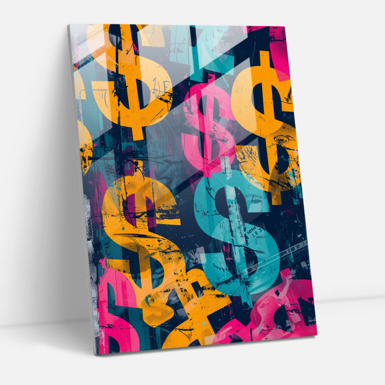 Dollar Signs Glass Print Wall Art - Andy Warhol, Glass Wall Art, Glass Art, Andy Warhol