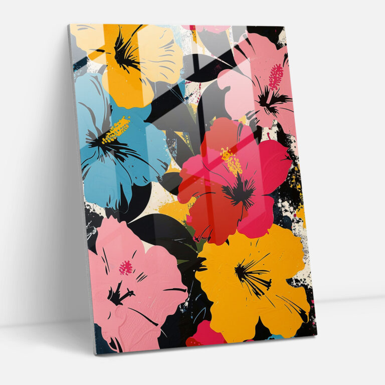 Andy Warhol Glass Print - Floral Patterns - Andy Warhol, Wall Decoration, Glass Print, Home Decoration