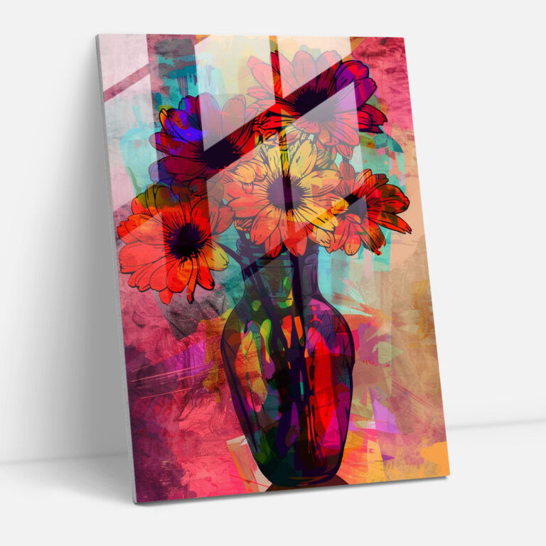 Andy Warhol Glass Wall Art - Vibrant Flowers In A Vase - Andy Warhol, Glass Art, Modern Art, Wall Decoration