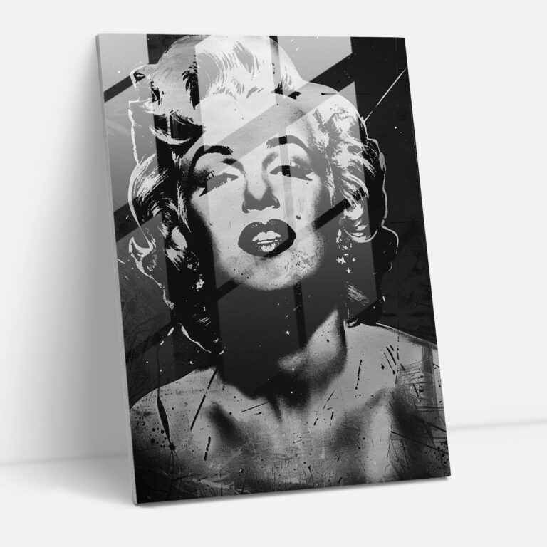 Andy Warhol Glass Print - Marilyn Monroe Black And White Portrait Glass Wall Art - Andy Warhol, Andy Warhol, Marilyn Monroe, Glass Print