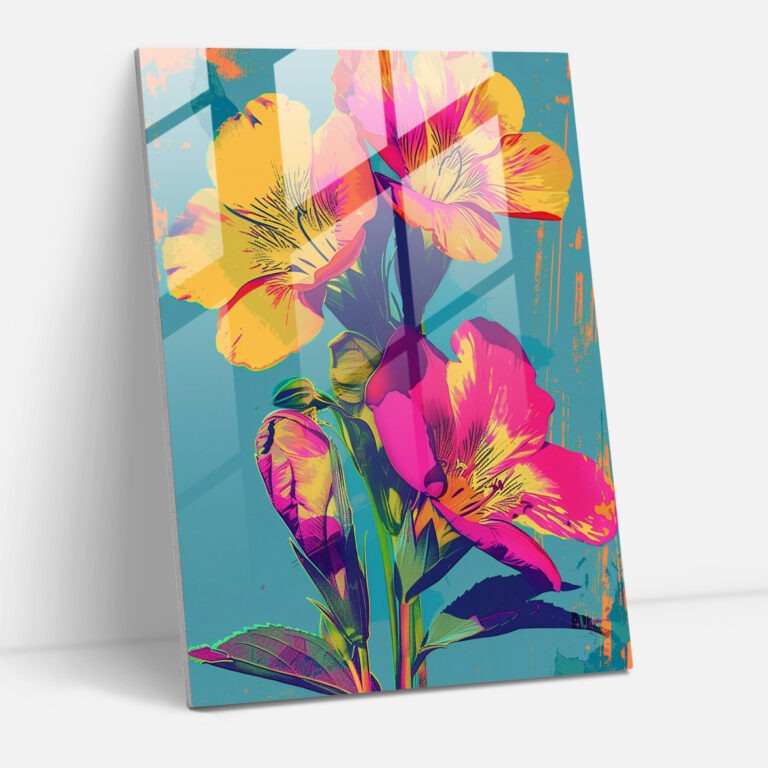 Andy Warhol Glass Print - Vibrant Pop Art Flowers Glass Wall Art - Andy Warhol, Andy Warhol, Glass Print, Home Decoration