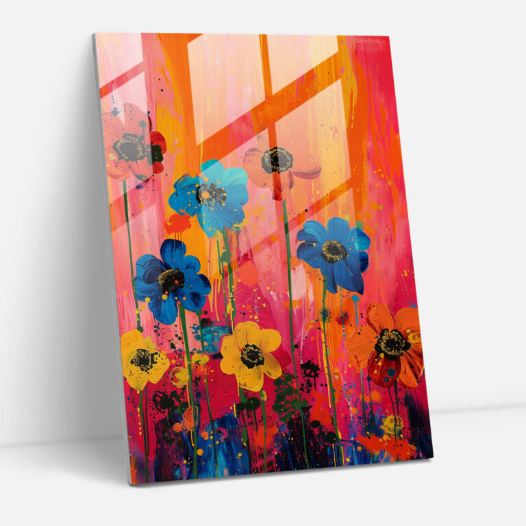 Flower Field Glass Wall Art - Andy Warhol, Home Decoration, Andy Warhol, Modern Art