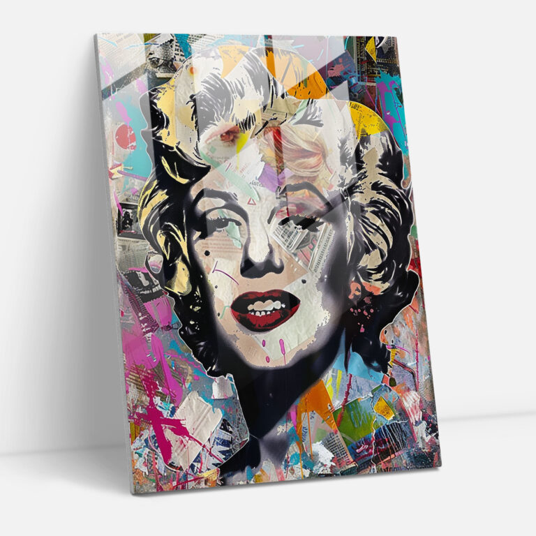Celebrity Portraits Glass Print Collage - Andy Warhol, Glass Art, Glass Wall Art, Home Decoration
