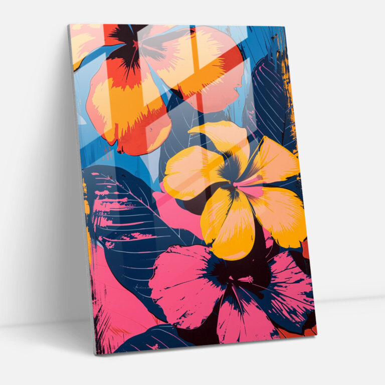 Andy Warhol Glass Print - Abstract Flowers - Andy Warhol, Home Decoration, Modern Art, Glass Art