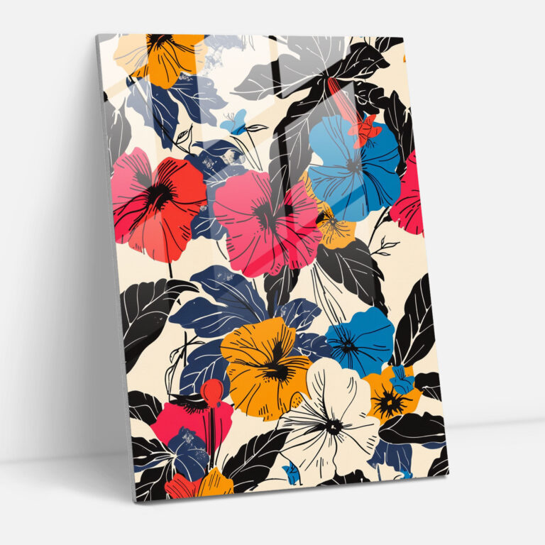 Andy Warhol Wall Decoration - Bold Floral Pattern - Andy Warhol, Glass Print, Glass Art, Glass Wall Art