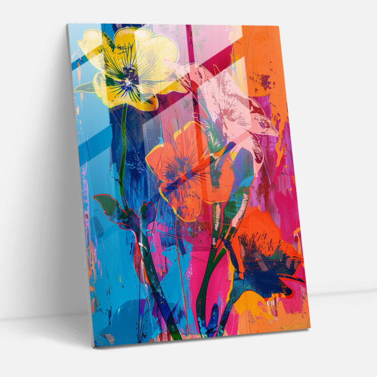 Andy Warhol Abstract Flowers Glass Print - Andy Warhol, Wall Decoration, Glass Print, Andy Warhol