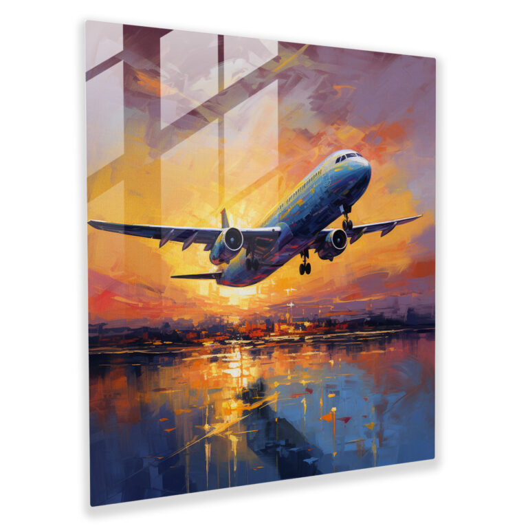 Impressionist Airplane Glass Print - Airplane, Tranquility, Wall Decoration, Home Decoration