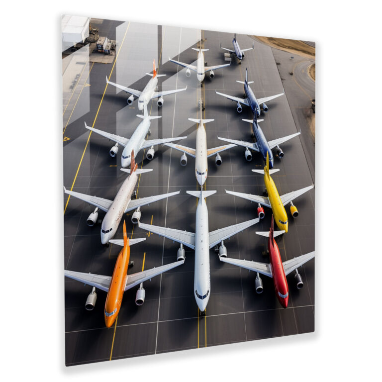 Contemporary Airplanes Glass Print - Airplane, Contemporary Photograph, Modern Art, Glass Art