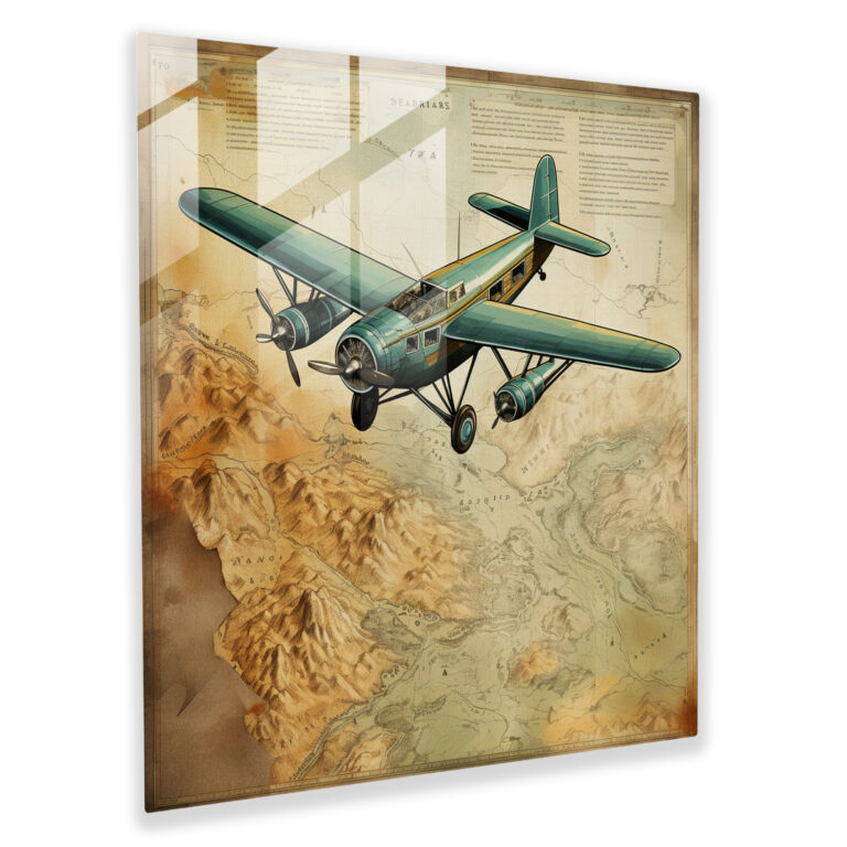 Airplane Map Glass Print - Airplane, Glass Wall Art, Airplane, Exploration