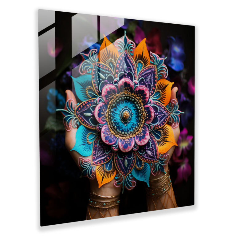 Asian Henna Glass Print - Asian, Glass Print, Glass Wall Art, Colorful Details