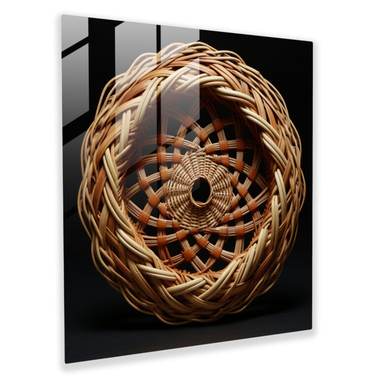 Asian Harmony Glass Print - Asian, Filipino Basket Weaving, Modern Art, Home Decoration