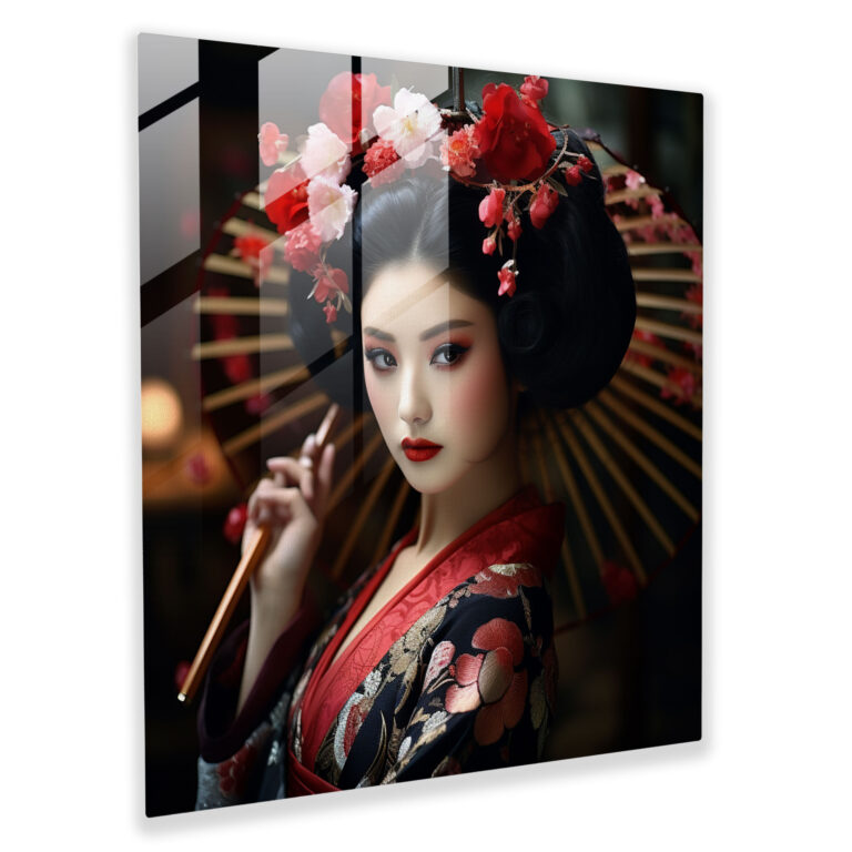 Asian Geisha Glass Print - Asian, Glass Art, Wall Decoration, Asian Traditions