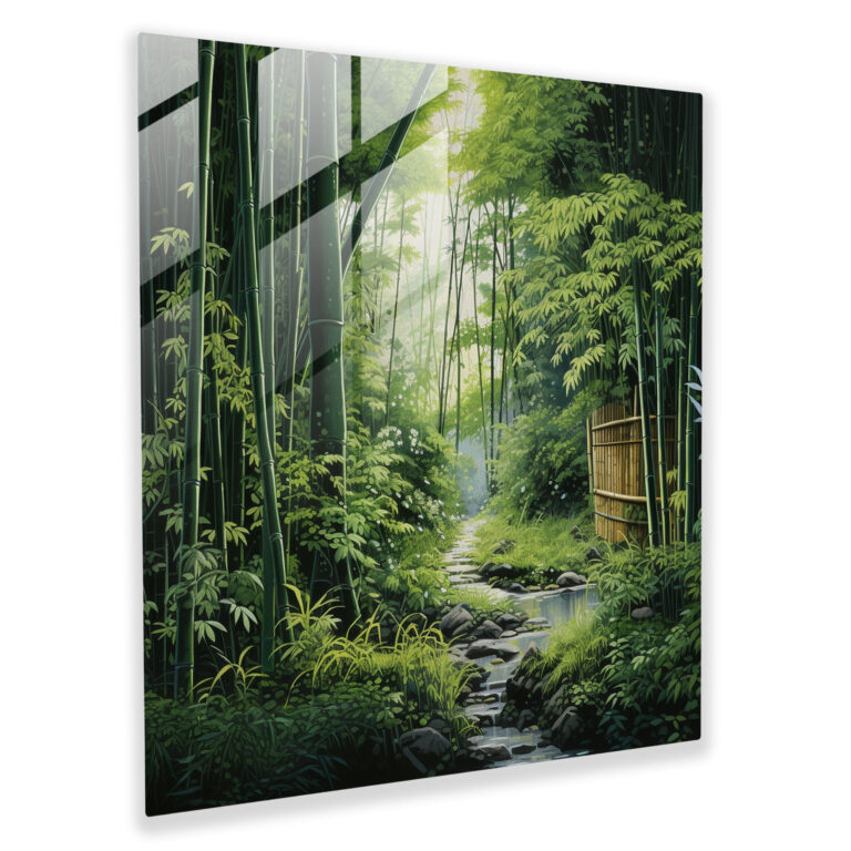 Asian Bamboo Glass Print - Asian, Glass Print, Bamboo Forest, Tall Bamboo Stalks