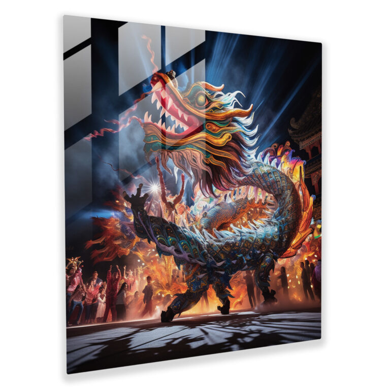 Asian Dragon Dance Glass Print - Asian, Excitement And Energy, Dragon Dance, Glass Art