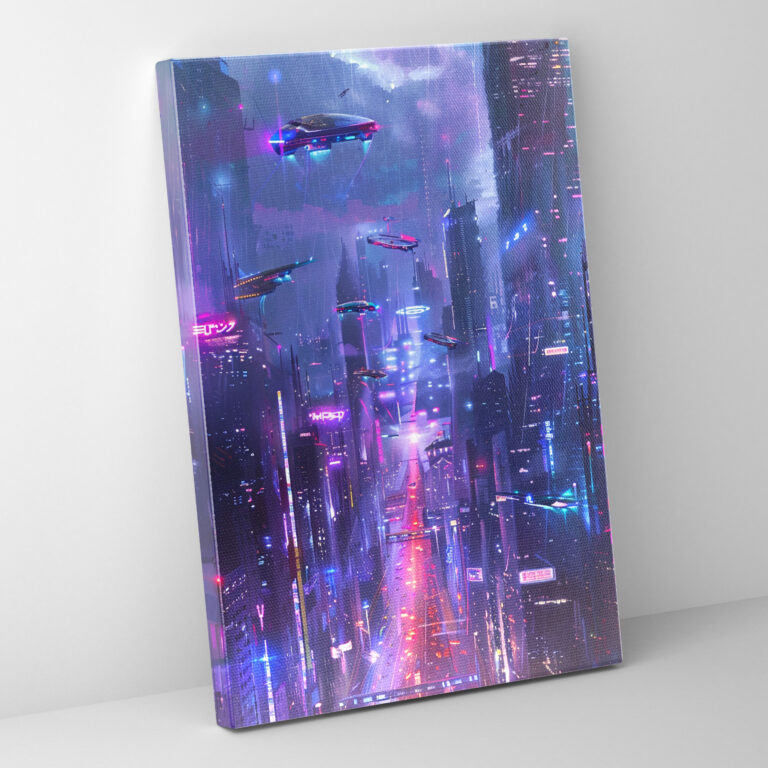 Ashvin Harrison Futuristic City Skyline Canvas Print - Ashvin Harrison, Canvas Wall Art, Home Decoration, Wall Art