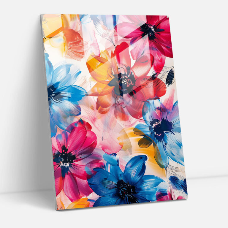 Ashvin Harrison Glass Wall Art: Vibrant Floral Pattern - Ashvin Harrison, Modern Art, Glass Wall Art, Wall Decoration
