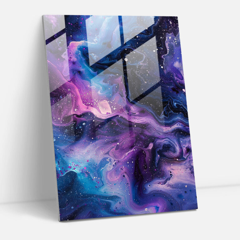 Ashvin Harrison Glass Art: Abstract Galaxy Print - Ashvin Harrison, Modern Art, Glass Print, Home Decoration