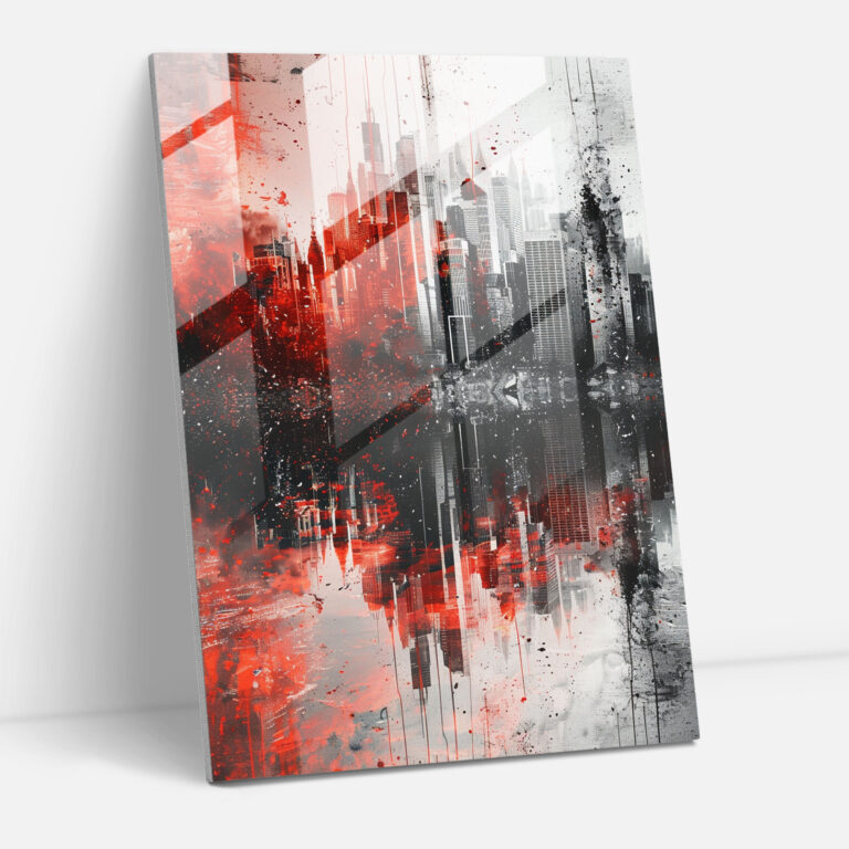 Ashvin Harrison Glass Wall Art: Futuristic City Skyline - Ashvin Harrison, Home Decoration, Glass Wall Art, Modern Art