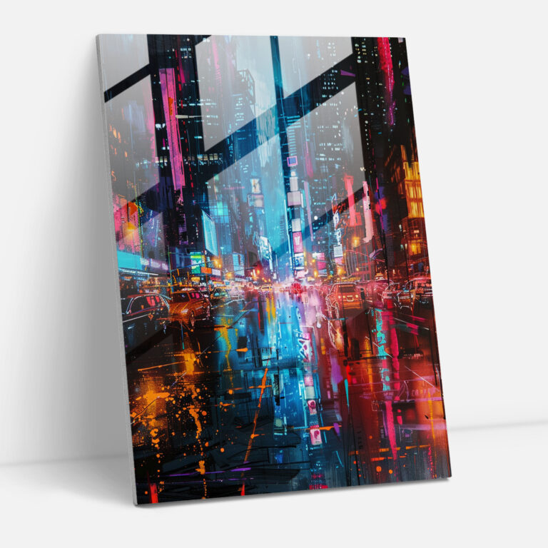Ashvin Harrison Home Decoration - Futuristic Cityscape At Night - Ashvin Harrison, Wall Decoration, Glass Print, Modern Art