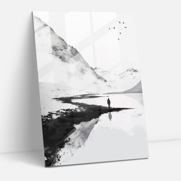 Ashvin Harrison Glass Print - Minimalist Black And White Landscape - Ashvin Harrison, Ashvin Harrison, Modern Art, Glass Print
