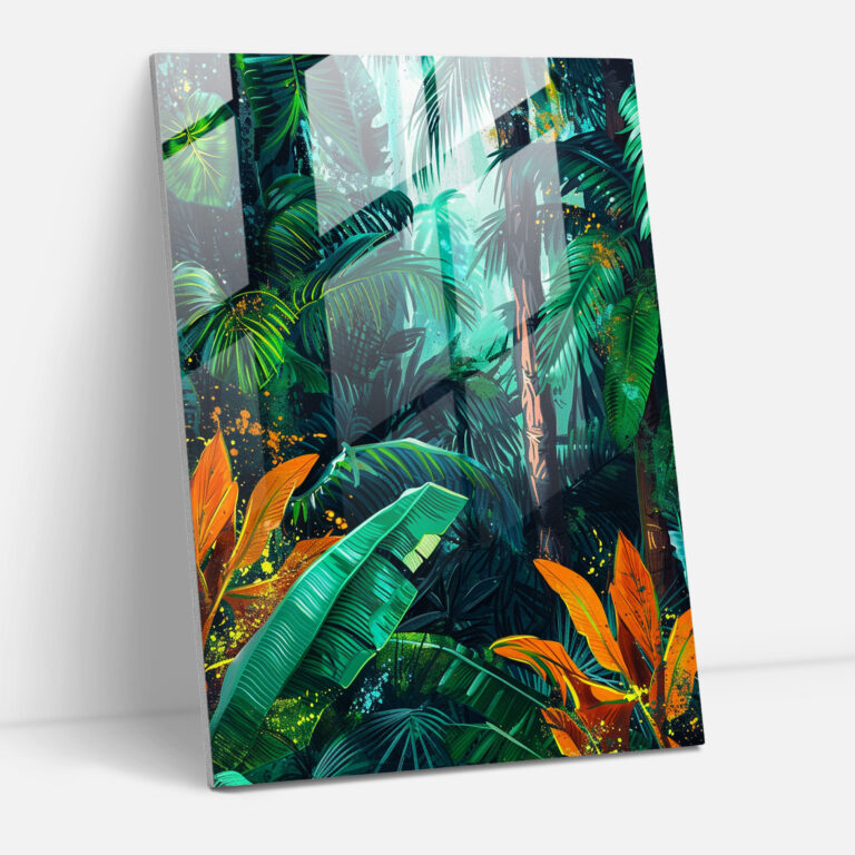Ashvin Harrison Glass Wall Art: Tropical Jungle - Ashvin Harrison, Glass Art, Ashvin Harrison, Glass Wall Art