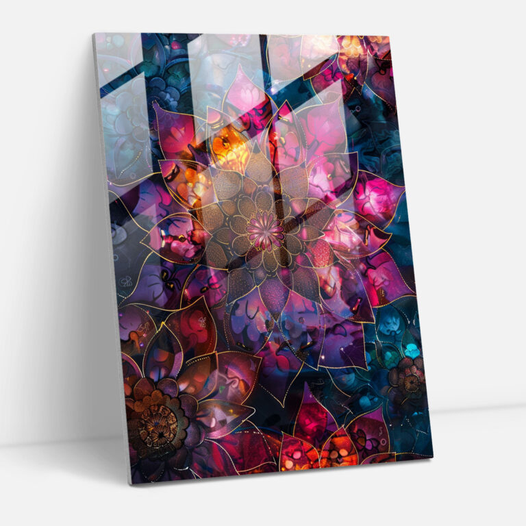 Ashvin Harrison Glass Print - Intricate Mandala Patterns In Rich Jewel Tones - Ashvin Harrison, Glass Print, Home Decoration, Ashvin Harrison