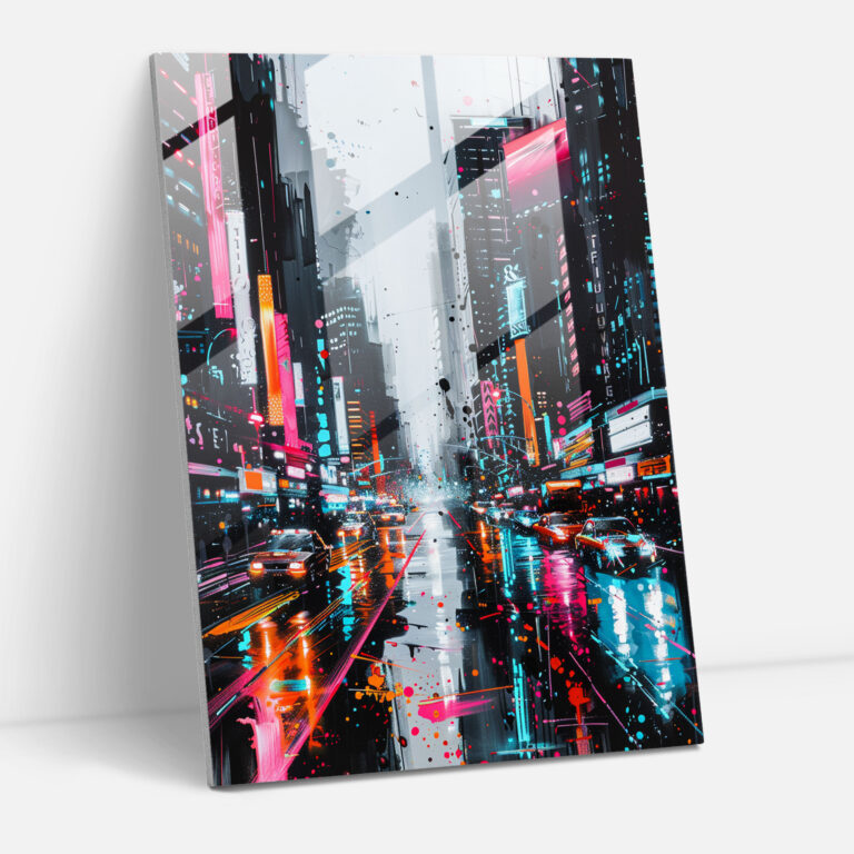 Ashvin Harrison Glass Wall Art - Futuristic Cityscapes With Neon Accents - Ashvin Harrison, Glass Wall Art, Wall Decoration, Ashvin Harrison