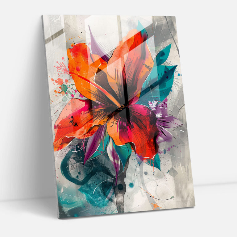Ashvin Harrison Glass Wall Art Retro-Inspired Floral Design - Ashvin Harrison, Home Decoration, Ashvin Harrison, Wall Decoration