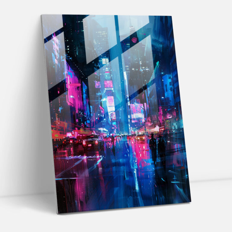 Ashvin Harrison Glass Art: Futuristic Cityscape - Ashvin Harrison, Modern Art, Ashvin Harrison, Glass Wall Art