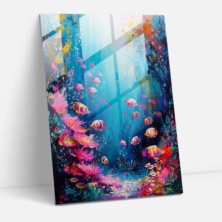 Ashvin Harrison Glass Wall Art - Whimsical Underwater Scene - Ashvin Harrison, Glass Wall Art, Glass Art, Ashvin Harrison