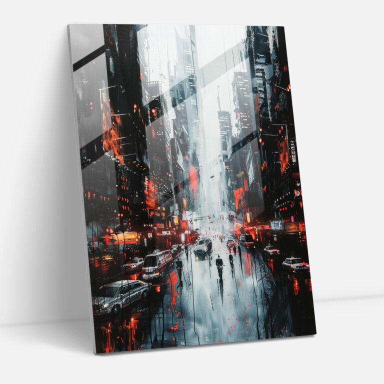 Ashvin Harrison Glass Wall Art: Futuristic Cityscape Glass Print - Ashvin Harrison, Futuristic Cityscape, Home Decoration, Ashvin Harrison